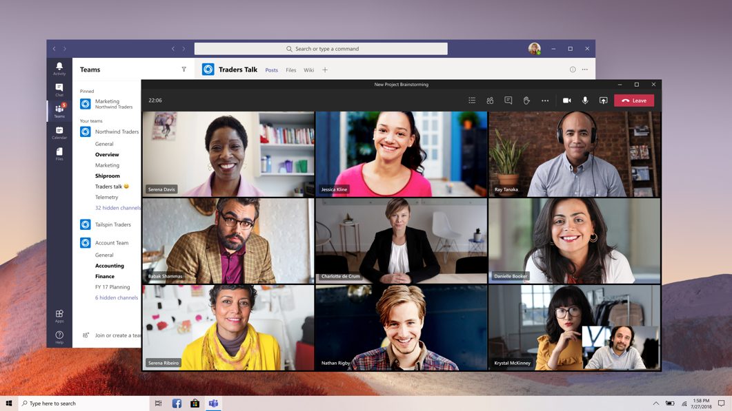 screenshot of microsoft teams in unified communications